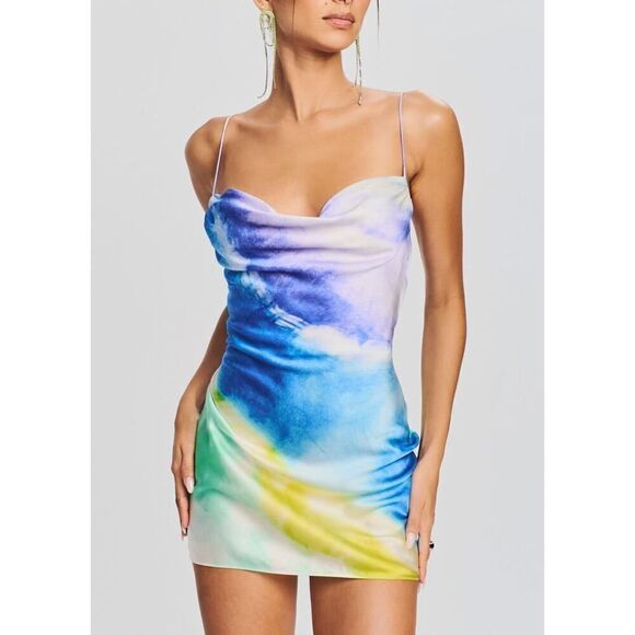 RETROFETE Rylynn silk Mini Dress watercolor Wave L - Picture 3 of 10